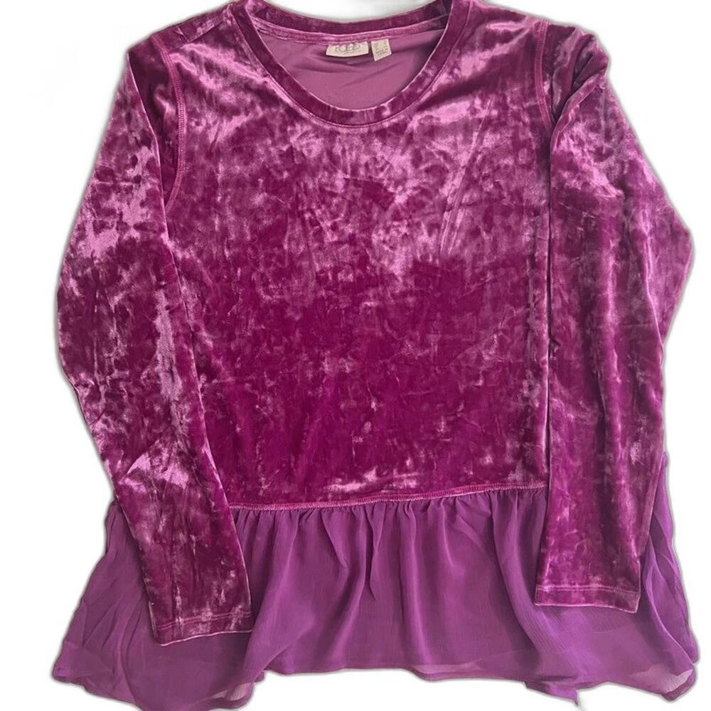 LOGO Lori Goldstein crushed velvet tunic top S